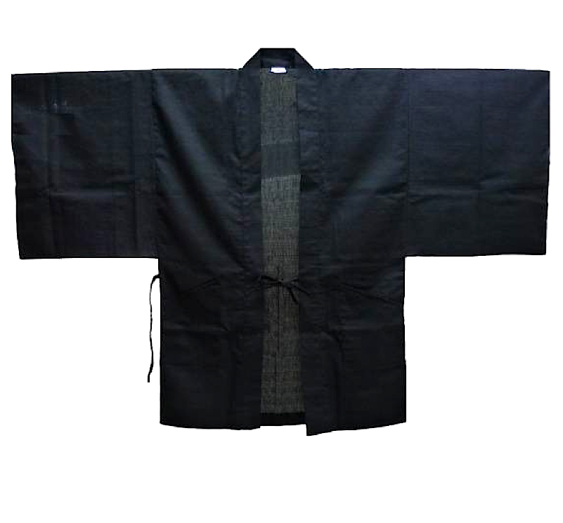 Haori Jacket Ryokan/Onsen Black Cotton “Shantung Made in Japan