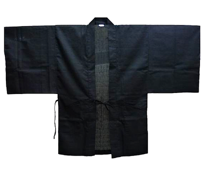 Haori Jacket Ryokan/Onsen Black Cotton “Shantung Made in Japan