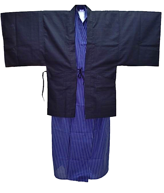 Haori Jacket Ryokan/Onsen Black Cotton “Shantung Made in Japan